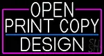 White Open Print Copy Design With Pink Border LED Neon Sign