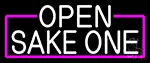 White Open Sake One With Pink Border LED Neon Sign