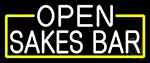 White Open Sakes Bar With Blue Border LED Neon Sign