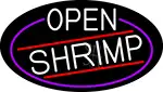 White Open Shrimp Oval With Blue Border LED Neon Sign