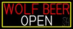 Wolf Beer Open With Yellow Border LED Neon Sign