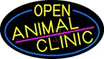 Yellow Animal Clinic Oval With Blue Border LED Neon Sign