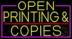 Yellow Open Printing And Copies With Pink Border LED Neon Sign