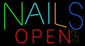Multi Colored Nails Red Open LED Neon Sign