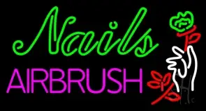 Nails Airbrush With Flower LED Neon Sign