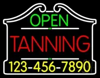 Open Tanning With Phone Number LED Neon Sign
