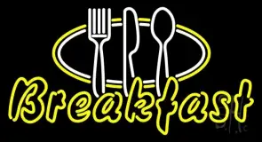 Breakfast With Fork Spoon Knife Logo LED Neon Sign