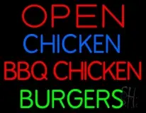 Open Chicken BBQ Chicken Burgers LED Neon Sign
