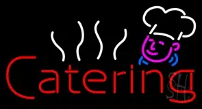 Red Catering With Chef Logo LED Neon Sign