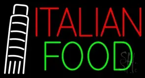 Italian Food With Leaning Tower Logo LED Neon Sign