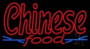 Red Chinese Food With Chopsticks LED Neon Sign