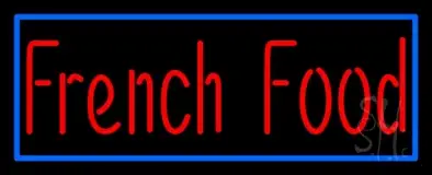 Red French Food Blue Border LED Neon Sign