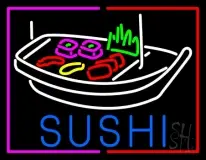 Blue Sushi With Plate Logo LED Neon Sign