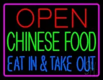 Open Chinese Food Eat In Take Out LED Neon Sign