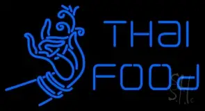 Blue Thai Food Logo LED Neon Sign