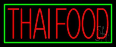 Red Thai Food Green Border LED Neon Sign