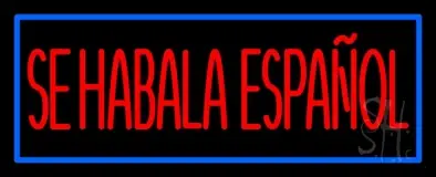Red Se Habla Espanol With Blue Border LED Neon Sign