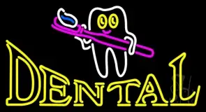 Dental With Tooth And Brush Logo LED Neon Sign