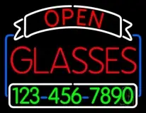 Open Glasses With Number LED Neon Sign
