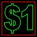 Dollar1 With Red Border LED Neon Sign
