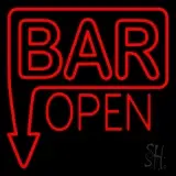 Bar Open With Arrow Red LED Neon Sign