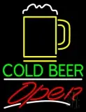 Cold Beer With Yellow Mug Open LED Neon Sign