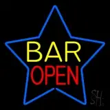 Yellow Bar Open Inside Blue Star LED Neon Sign