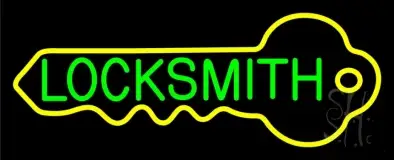 Green Locksmith With Key Logo LED Neon Sign