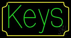 Green Keys Yellow Border LED Neon Sign