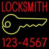 Locksmith Key Logo With Number LED Neon Sign