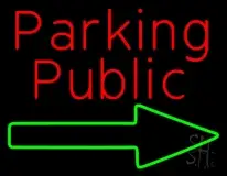 Red Public Parking With Arrow LED Neon Sign