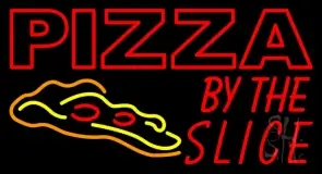 Red Pizza By The Slice Logo LED Neon Sign