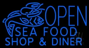 Open Seafood Shop And Diner LED Neon Sign
