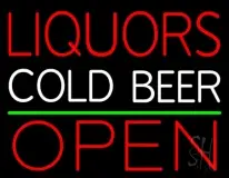 Liquors Cold Beer Open 1 LED Neon Sign