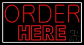 Double Stroke Red Order Here LED Neon Sign
