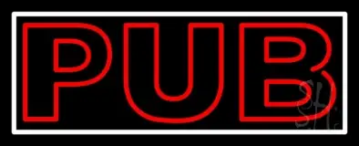Double Stroke Red Pub With White Border LED Neon Sign