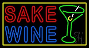 Double Stroke Sake Wine With Glass 1 LED Neon Sign