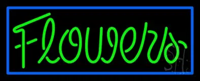 Green Flowers With Blue Border LED Neon Sign