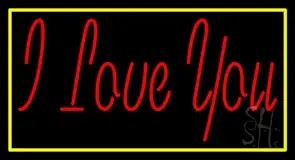 Red I Love You With Yellow Border LED Neon Sign