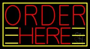 Red Order Here With Yellow Border LED Neon Sign