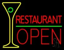 Restaurant With Martini Glass Open LED Neon Sign