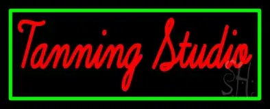 Tanning Studio With Green Border LED Neon Sign