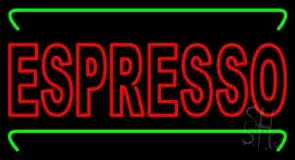 Double Stroke Red Espresso With Green Lines LED Neon Sign