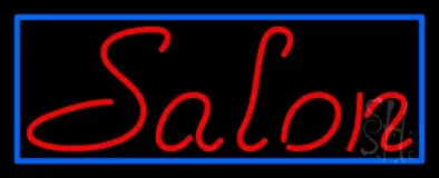 Red Salon With Blue Border LED Neon Sign