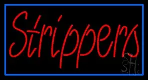 Red Strippers With Blue Border LED Neon Sign