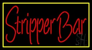 Stripper Bar With Yellow Border LED Neon Sign
