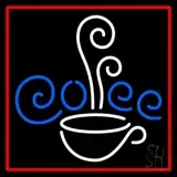 White Cup Blue Coffee With Red Border LED Neon Sign