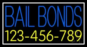 Blue Bail Bonds With Number LED Neon Sign