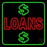Double Stroke Loans With Dollar Logo With Green Border LED Neon Sign