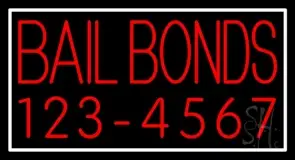 Red Bail Bonds With Number LED Neon Sign